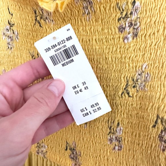 NWT Hollister Yellow Floral Crop Wide-Leg Linen Blend Jumpsuit - Size Medium - Picture 5 of 6